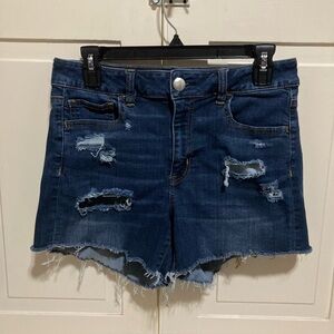 American Eagle Outfitters Size 10 Super Super Stretch Blue Denim Jeans Shorts